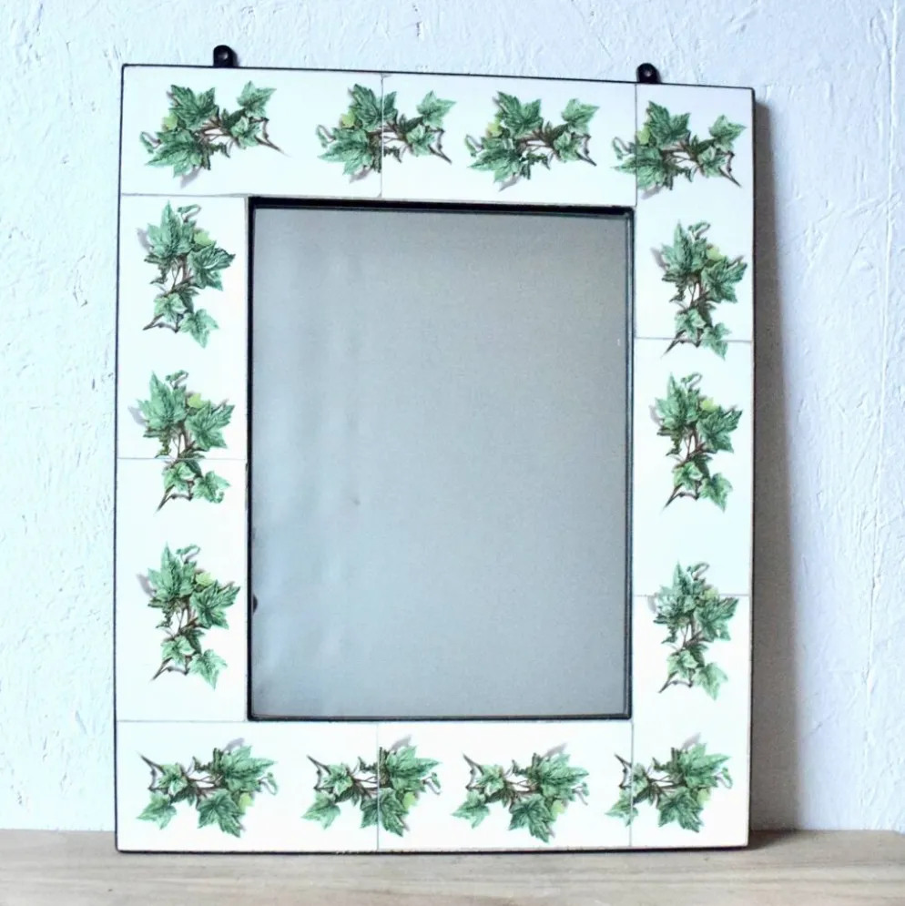 Miroir mural en céramique vintage
