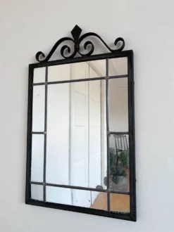 Miroir mural en fer forgé noir Art Déco, Belgique, années 1930