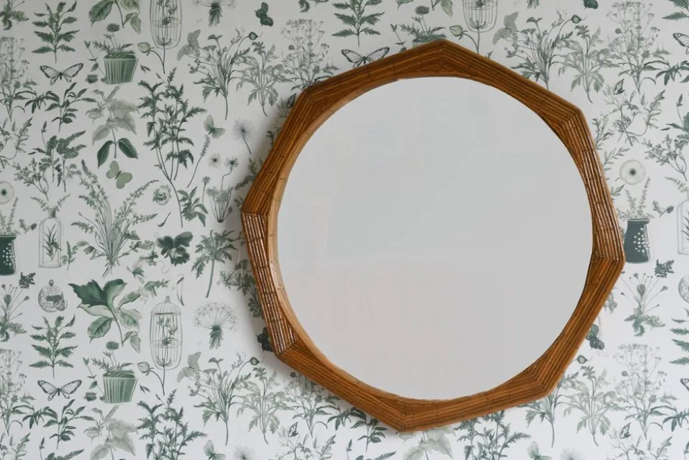 Miroir mural en forme de crayon avec cadre octogonal