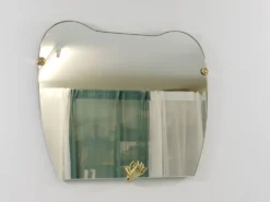 Miroir mural en laiton sculptural, Italie, années 1950