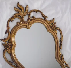Miroir mural en or de style Hollywood Regency, USA