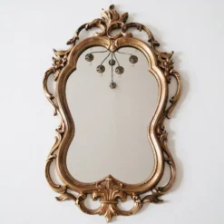 Miroir mural en or de style Hollywood Regency, USA