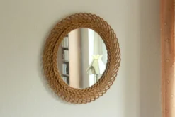 Miroir mural en osier - Vintage