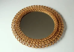 Miroir mural en osier - Vintage