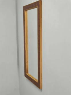 Miroir mural en pin danois et carrelage céramique, années 1960