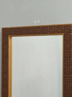 Miroir mural en pin danois et carrelage céramique, années 1960