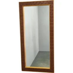 Miroir mural en pin danois et carrelage céramique, années 1960