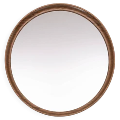 Miroir mural en plastique rond imitation bois années 1970 France