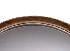 Miroir mural en plastique rond imitation bois années 1970 France