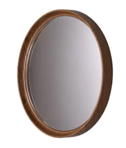 Miroir mural en plastique rond imitation bois années 1970 France