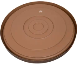 Miroir mural en plastique rond imitation bois années 1970 France