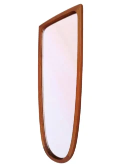 Miroir mural en teck, forme organique, Danemark années 60