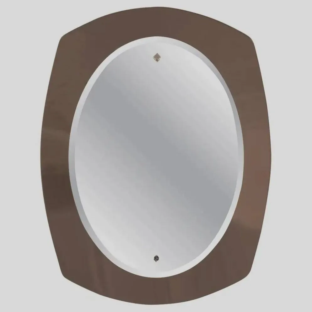 Miroir mural en verre biseauté de style mid-century moderne, Italie, années 1970