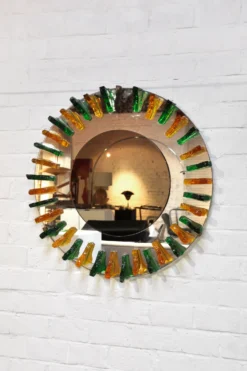 Miroir mural en verre de cristal des années 1960