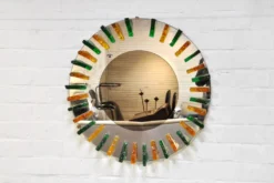 Miroir mural en verre de cristal des années 1960
