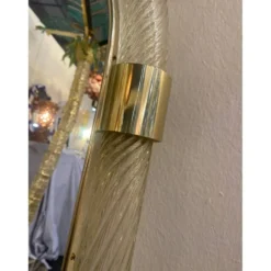 Miroir mural en verre de Murano doré « Torciglione » de style Barovier