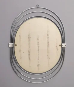 Miroir mural fumé avec cadre en métal chromé triple, Italie