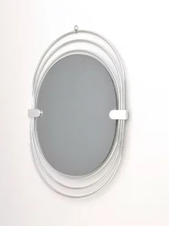 Miroir mural fumé avec cadre en métal chromé triple, Italie