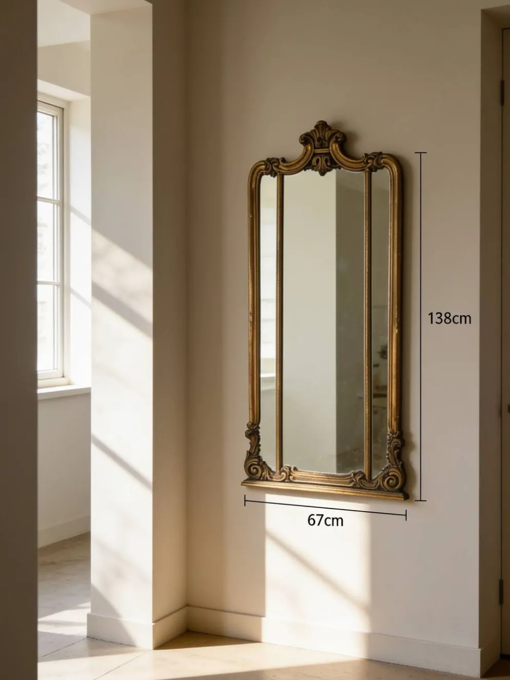 Miroir mural italien ancien, 19e siècle.
