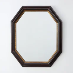 Miroir mural octogonal en bronze par Deknudt, Belgique, 20e siècle