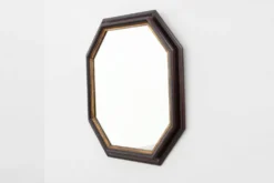 Miroir mural octogonal en bronze par Deknudt, Belgique, 20e siècle