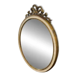 Miroir mural ovale baroque vintage à décor de noeud