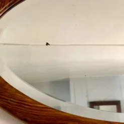 Miroir mural ovale bois et stuc
