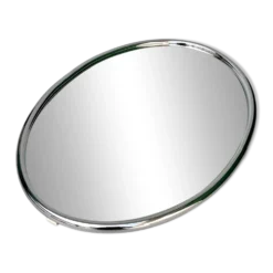 Miroir mural ovale de style mid-century avec cadre en métal chromé, années 1970