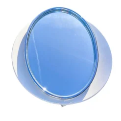 Miroir mural ovale de style mid-century avec cadre en métal chromé, années 1970