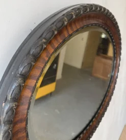 Miroir mural ovale édouardien avec bord biseauté