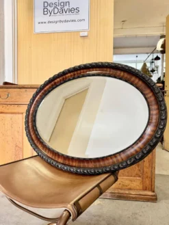 Miroir mural ovale édouardien avec bord biseauté