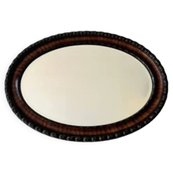 Miroir mural ovale édouardien avec bord biseauté