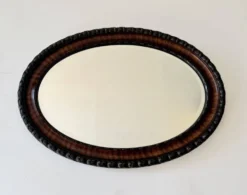 Miroir mural ovale édouardien avec bord biseauté
