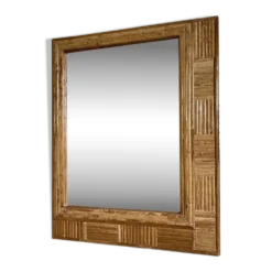 Miroir mural rectangulaire en rotin
