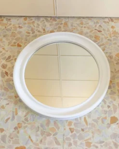 Miroir mural rond Carrara & Matta - Vintage Spiegel blanc - Fabriqué en Italie - Années 1970
