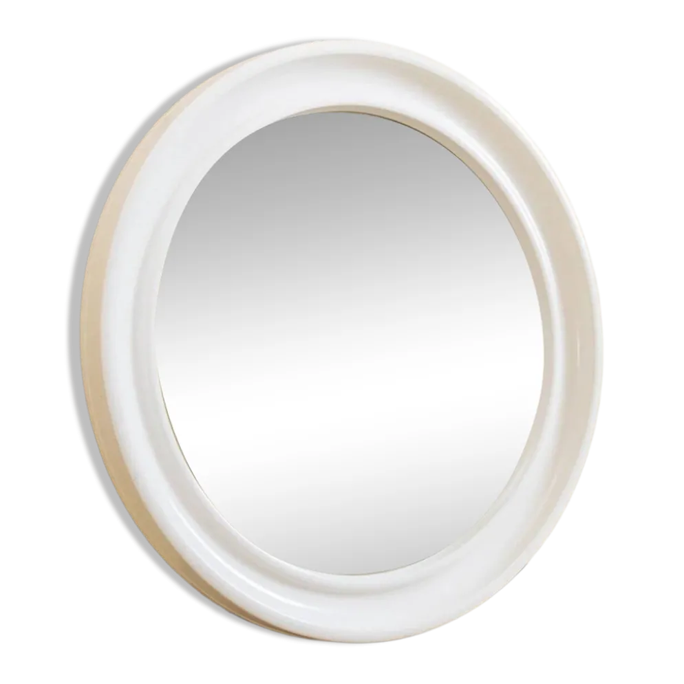 Miroir mural rond Carrara & Matta - Vintage Spiegel blanc - Fabriqué en Italie - Années 1970