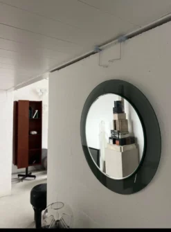 Miroir mural rond décoratif en verre fumé, objet de collection italien de l'ère spatiale