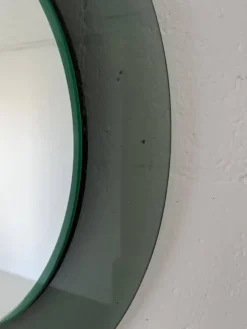 Miroir mural rond décoratif en verre fumé, objet de collection italien de l'ère spatiale