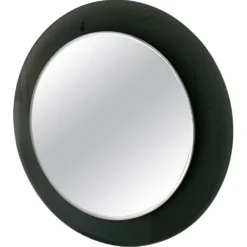 Miroir mural rond décoratif en verre fumé, objet de collection italien de l'ère spatiale