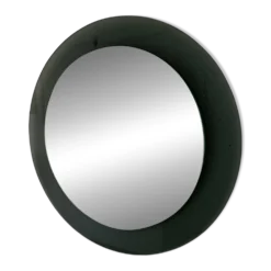 Miroir mural rond décoratif en verre fumé, objet de collection italien de l'ère spatiale