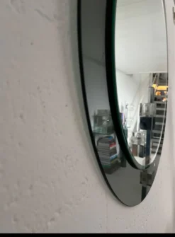 Miroir mural rond décoratif en verre fumé, objet de collection italien de l'ère spatiale
