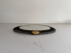 Miroir mural rond en laiton et fil de fer noir, années 1960, Allemagne