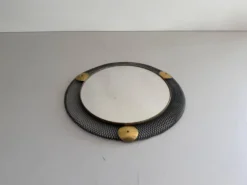 Miroir mural rond en laiton et fil de fer noir, années 1960, Allemagne