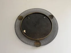 Miroir mural rond en laiton et fil de fer noir, années 1960, Allemagne