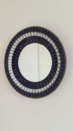 Miroir mural rond en mosaïque danois vintage, marqué B. J. H. Moller, années 1970