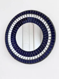 Miroir mural rond en mosaïque danois vintage, marqué B. J. H. Moller, années 1970