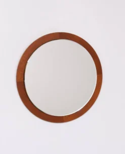 Miroir mural rond en teck des années 1960, Hollande