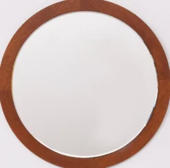 Miroir mural rond en teck des années 1960, Hollande