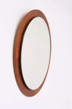 Miroir mural rond en teck des années 1960, Hollande
