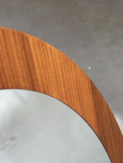 Miroir mural rond en teck vintage des années 1970